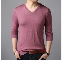 На осень-зиму свитер мужской, v-образный вырез, длинные рукава, яркие цвета, вязаный свитер