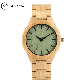 

Light Green Dial Wood Watch Men's Full Bamboo Natural Wooden Watches Adjustable Strap Timepieces Bracelet Clasp Clock Male 2020