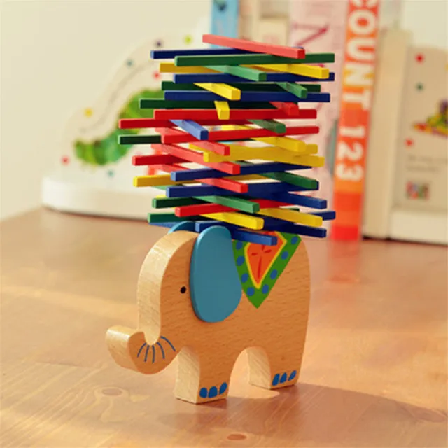 Montessori material Educational toys Baby toys Wooden blocks Balance toys Domino Stacker Game Animal Elephant Camel Child gift 1