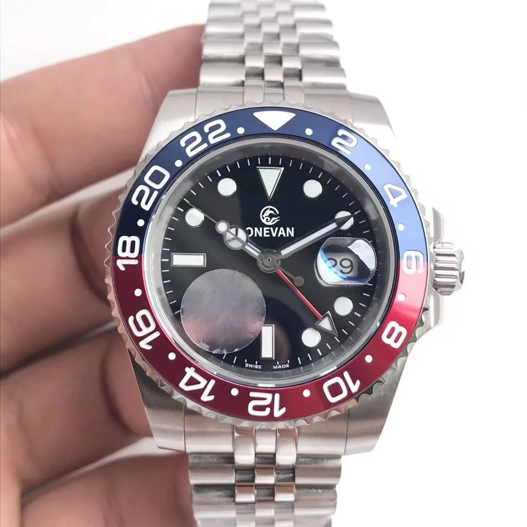 

New AAA men's Rolexable watch GMTII 126710BLRO-0001 rotatable 40MM black dial 316L jubilee strap automatic mechanical watch