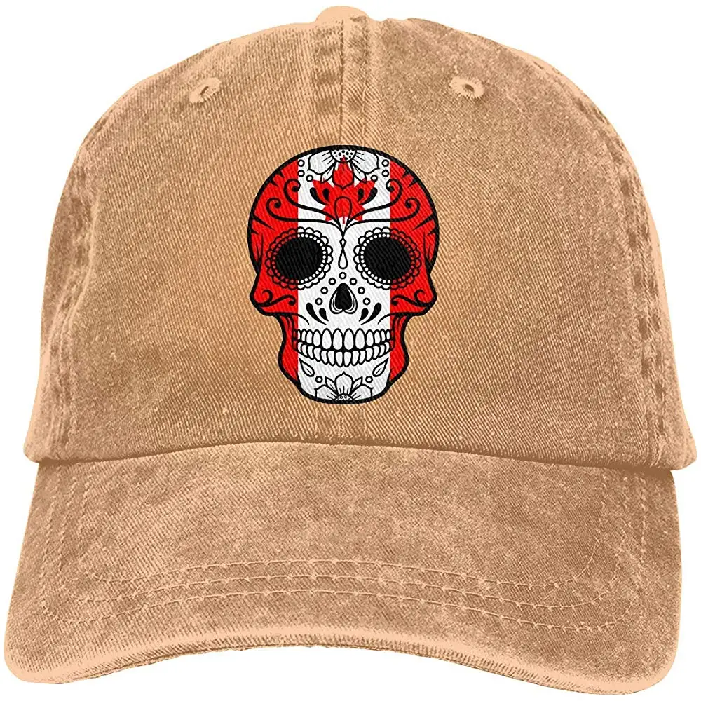 Флаг Канады сахарный череп унисекс джинсовая ткань Спорт на открытом воздухе шляпа бейсбольная Кепка