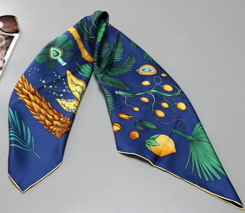 Модный принт Twill Шелковый шарф шаль накидки 88*88 см