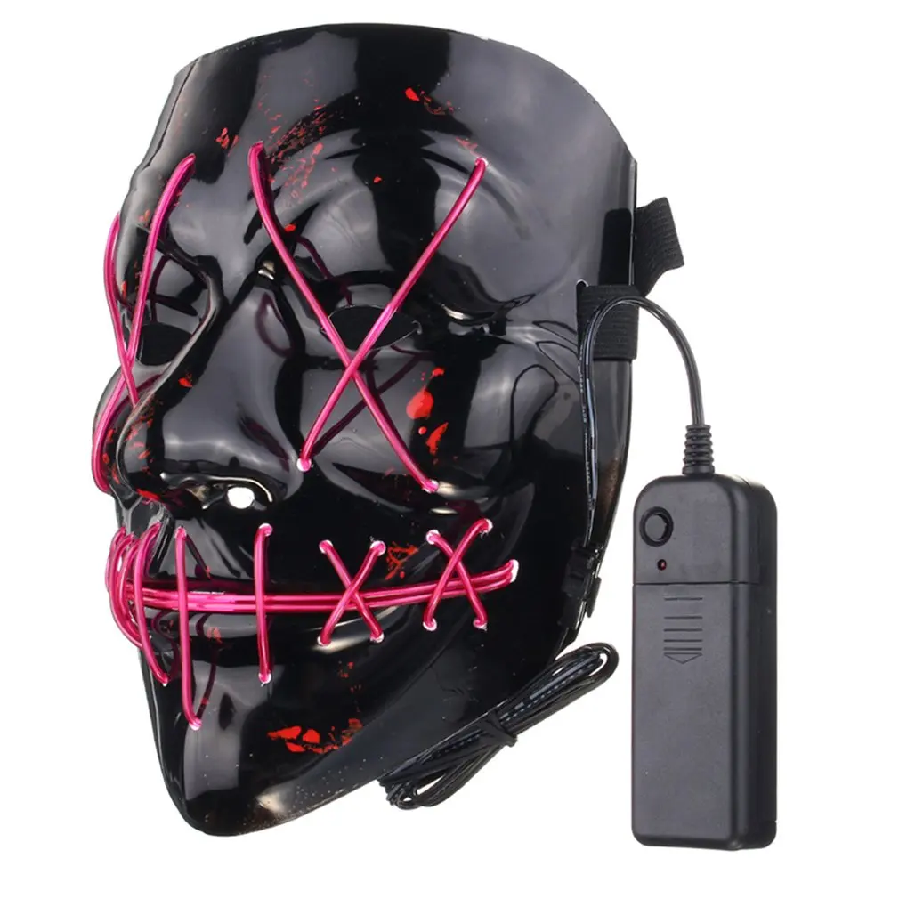 purple Funny LED Light Up Flash Mask Halloween Party Night Club Festival Men Women Costume Cosplay LED Novelties Mask DJ Mask - Цвет: purple