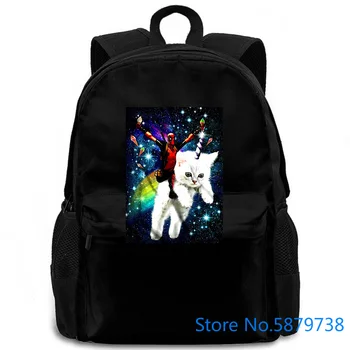 

Marvel DEADPOOL Space TRIP Unicorn Kitty adult Brand Style Cool women men backpack laptop travel school adult student