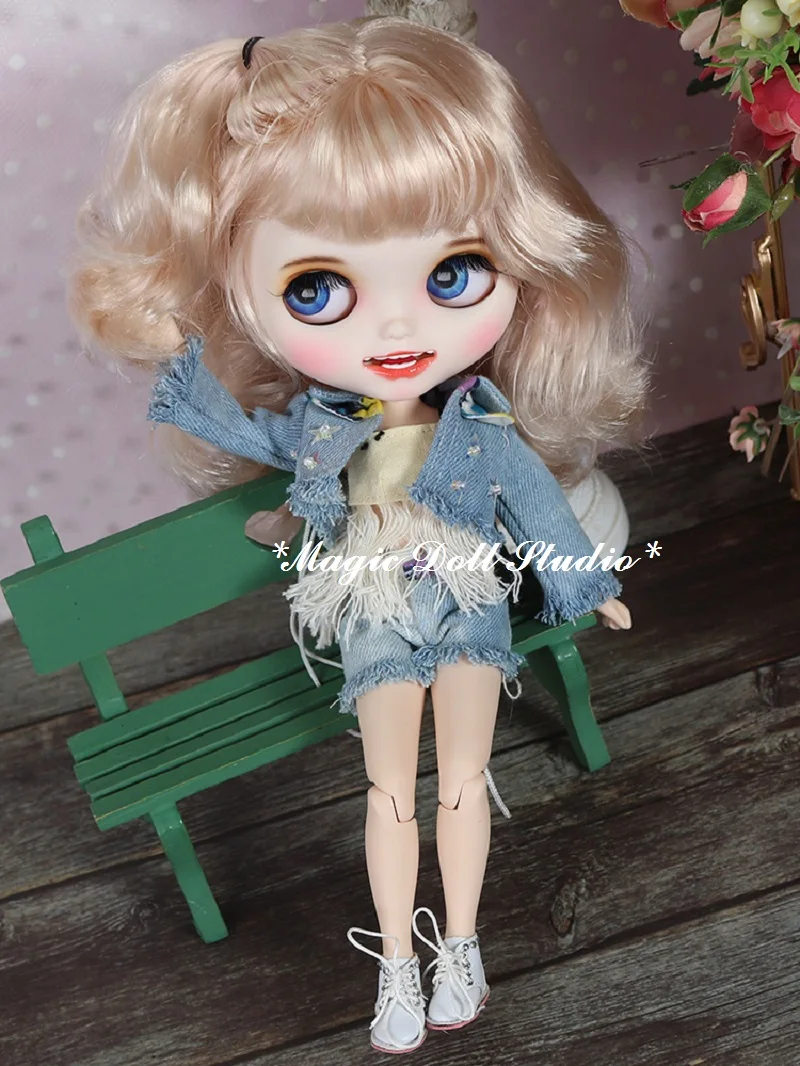 [MK003] Новинка Blythe макияж кукла светильник золотой короткий завиток волосы с Макияж Лицо Blyth платье кукла для розничной продажи