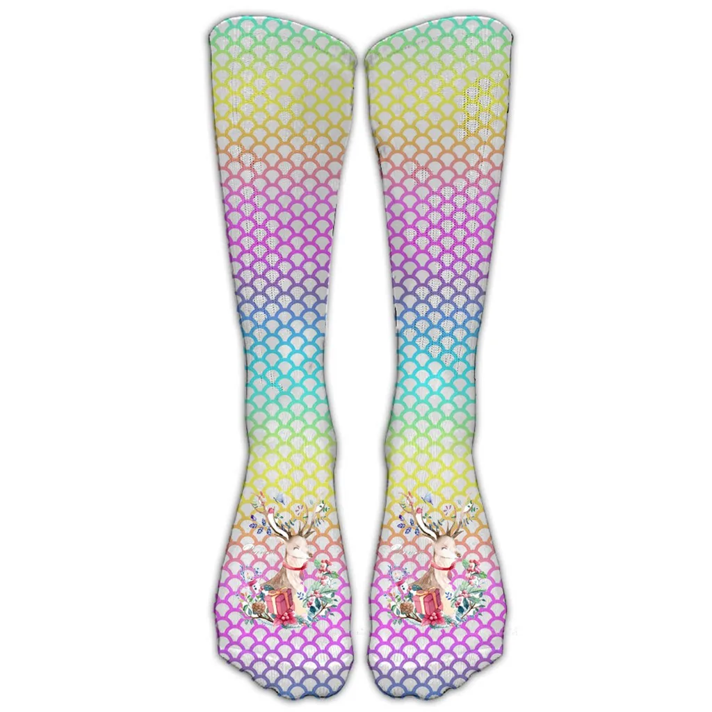 I JAYCOSIN Women Clothes Socks Work Business Socks Casual 3D Christmas Santa Elk Print Anti Slip Long Sports Socks Winter 1007 - Цвет: I