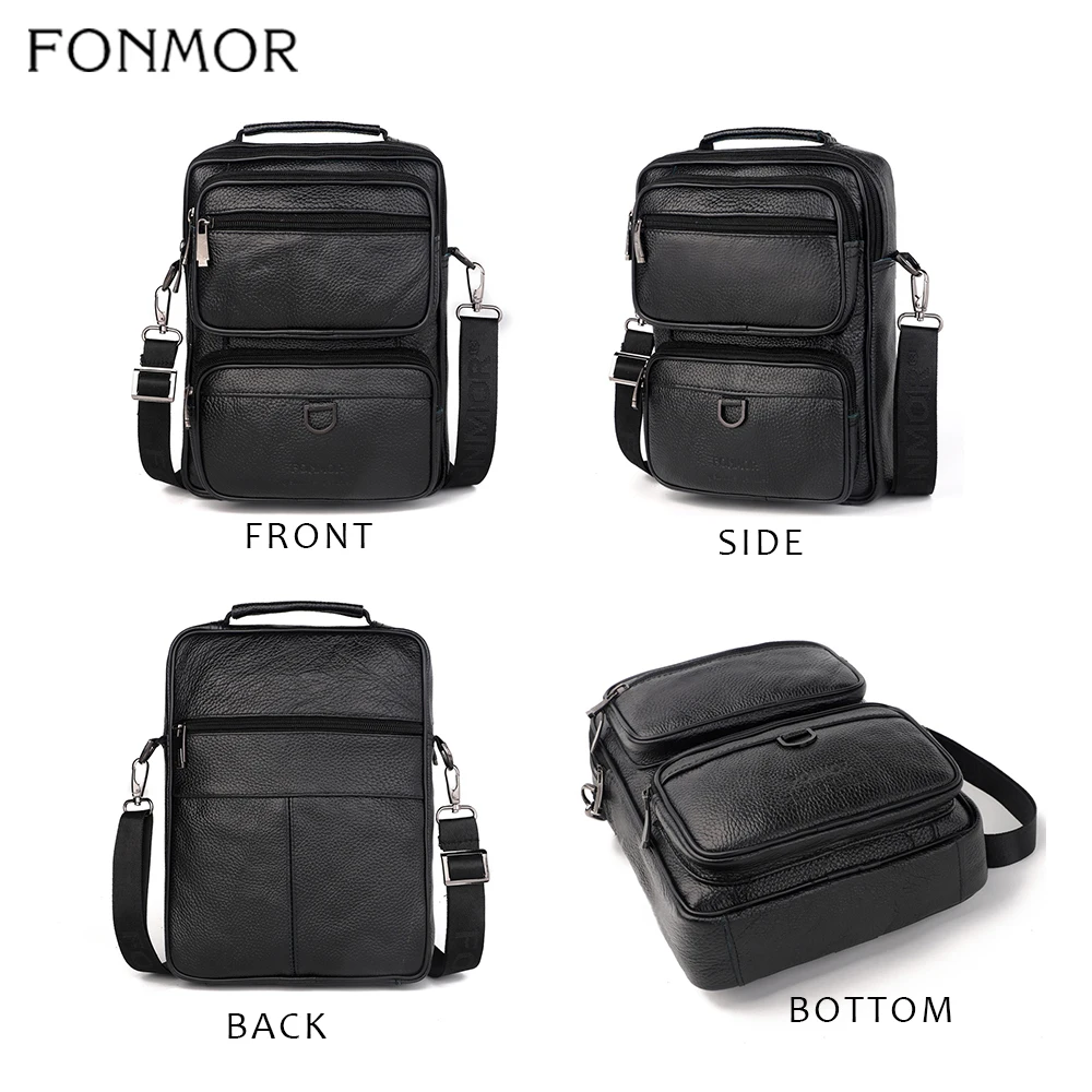 Мужская сумка тоут Fonmor деловая вместительная через плечо из натуральной кожи на