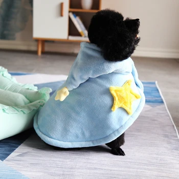 Winter Dog Soft Warm Pet Cat Dog Blanket Yorkshire Night Robe Flannel Thickened Hooded Pet Cloak Dog Pajamas Coat Nightwear 3