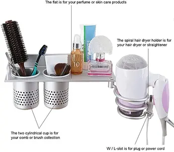 

Hair Dryer Storage Rack Holder Wall Mounted Comb Stand bathroom/bedroom Use