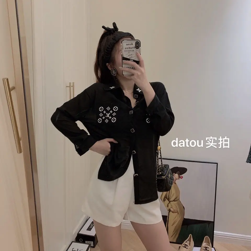 

Printed Pocket Net Red Chiffon Sunscreen Long-Sleeved Shirt Loose Slimming Temperament All-match Shirt Women