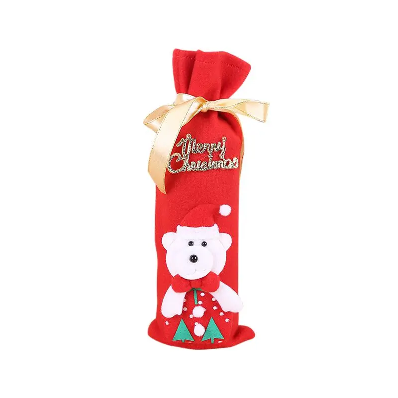 Christmas Wine Bottle Velvet Cover Dining Table Decorations Wine Gift Wrapping Home Festival Accessories Red Wine Bottle Bag