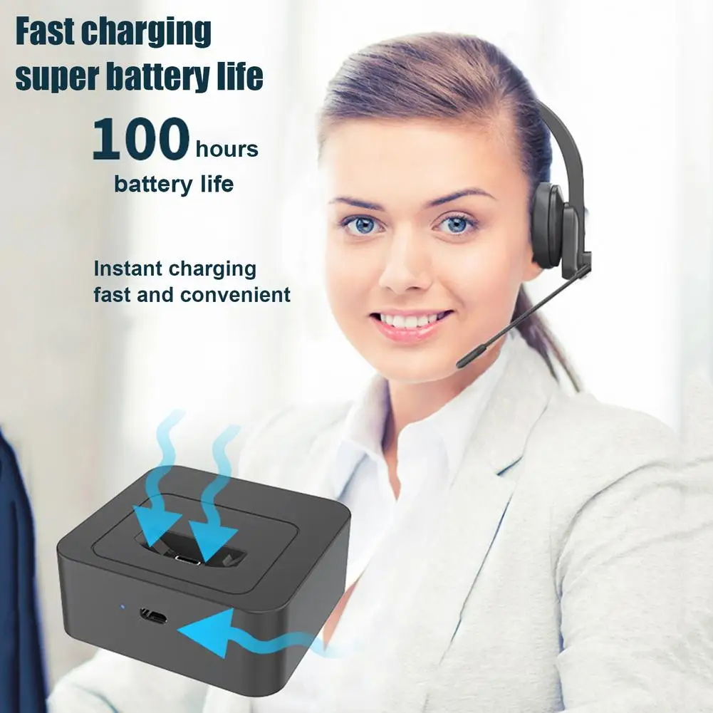 Wireless Headset Stereo Noise Cancelling Earphone With Mic For Office Customer Service 270 Degree Adjustable Computer Laptop | Электроника
