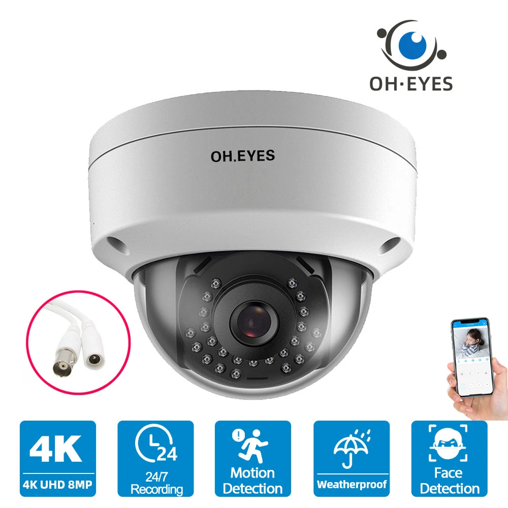 4K CCTV security analog dome camera BNC outdoor waterproof face