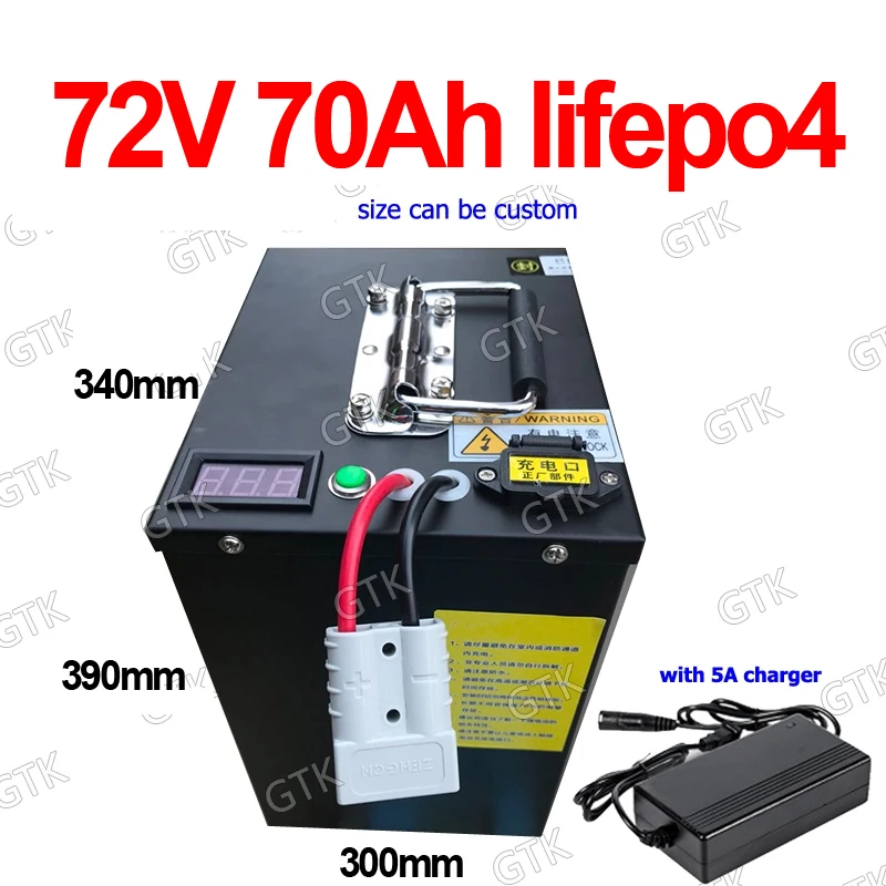 GTK 72V 70Ah lifepo4 литиевая аккумуляторная батарея BMS 24S глубокий цикл для 5000W велосипеда
