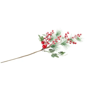 

6PCS Artificial Pine Branch Red Fruit Artificial Berry for Christmas Decoration Fake Flower Home Party Decor Flower