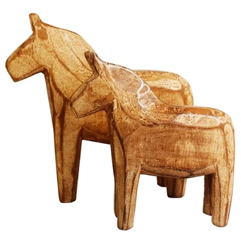 

Set of 2 Unfinished Wooden Horse Figurine Trojan Decoration Wood Carving Animal Crafts Great Decoration Ornament for Your Home