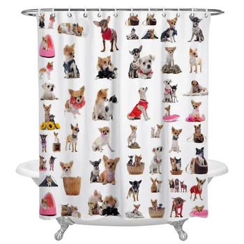 

Dogs Pet Basket Cats Flatworms Turtle Print Shower Curtain Waterproof Fabric Shower Curtains Large for Bathroom Curtains