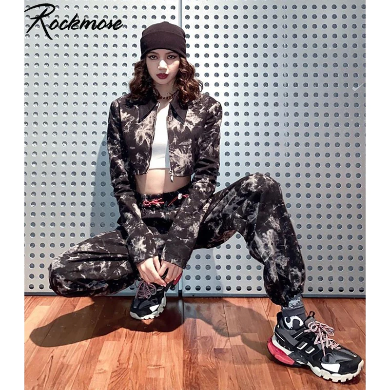 Rockmore Tie Dye Drawstring карандаш брюки женские плюс размер зимние джоггеры широкие брюки пот брюки с высокой талией брюки уличная одежда