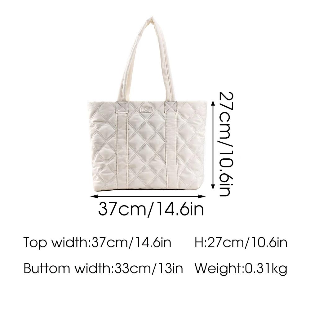 Large Capacity Winter Big Tote Padded Handbags Designer Women Shoulder Bags 2022 Brand Luxury Fashion Down Cotton Shopper Purses