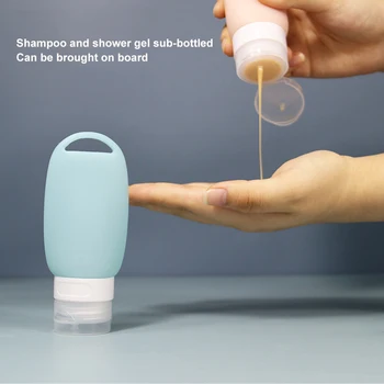 

1Pcs/90ml Travel Plastic Silicone Keychain Bottle Travel Container Empty Bottle Body Wash Sub-Bottled Shampoo Cosmetics Tools