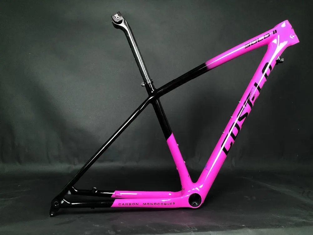 T1000 углеродное волокно Costelo SOLO II горный MTB 29er карбоновая рама для велосипеда Рама Подседельный штырь зажим только 820-920 г Супер светильник - Цвет: pink