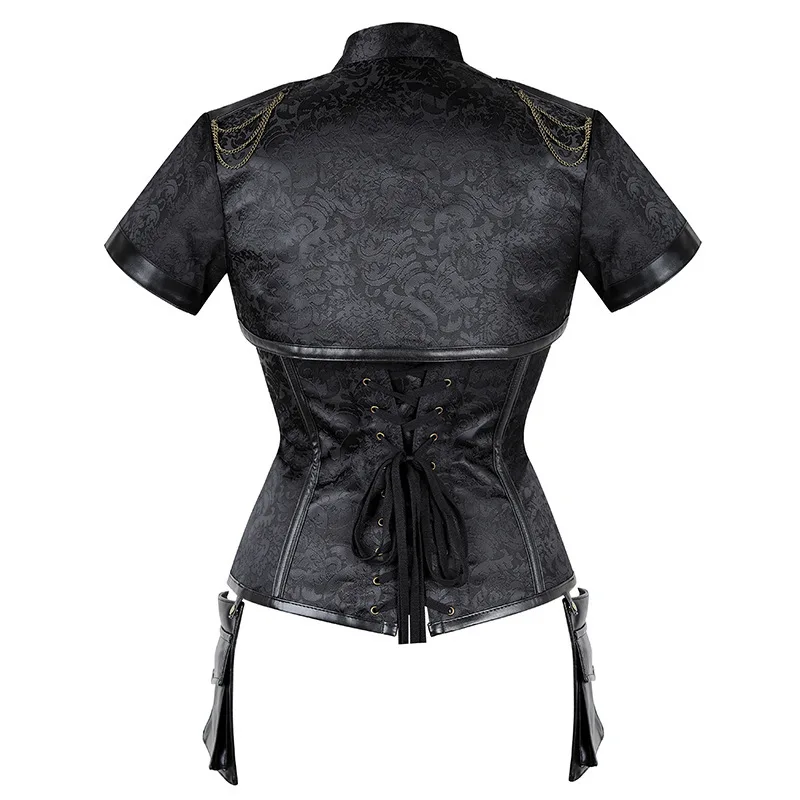 Gothic Steampunk Style Spiral Steel Boned Corset Tops Bustier