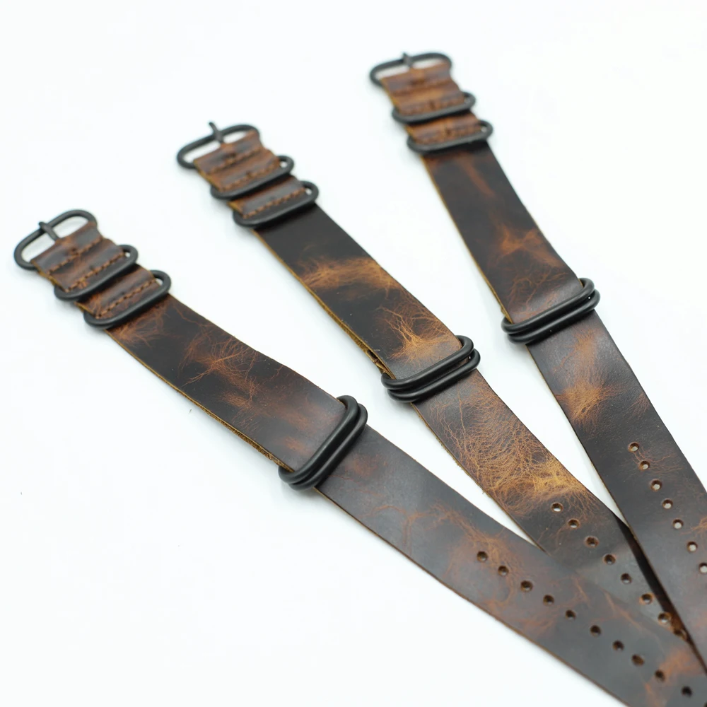 Винтажный текстурированный кожаный ремешок Nato 20 мм 22 мм Zulu ремешок для мужчин заменить мужчин t Wist браслет аксессуары для часов