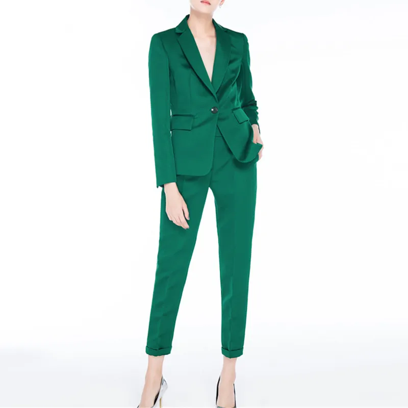 

Work Pant Suits OL 2 Piece Sets Single Button Blazer Jacket & Pencil Pants Women's Trousers Suit Blazers Set For Women Feminino
