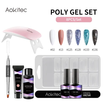 

Aokitec 8pcs/Set Poly Nail Gel Kit 15ml Quick Building Set Polygel Nail Gel For Nail Extensions Acrylic Gel Polish Nail Art