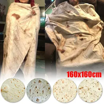 

160X160cm Bedding Corn Tortilla Blanket Pita Lavash Food Flannel Blanket for Bed Gift Flannel Throw Funny Plush Bedspread