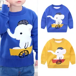 От 4 до 8 лет свитера для мальчиков Одежда для маленьких мальчиков осенне-зимний Повседневный теплый свитер с длинными рукавами и вырезом