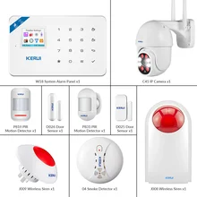 KERUI Sistema de alarma KERUI W18, alarma de seguridad para el hogar, sensor de movimiento residencial, se controla mediante aplicación, sistema de alarma antirrobo, GSM, wifi