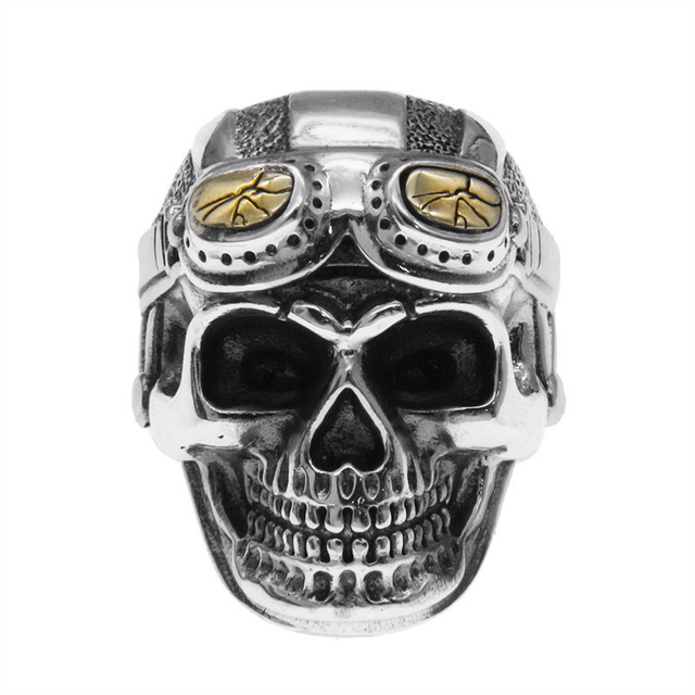 Punk Ring For Men Retro Skeleton Devil Male Ring Skull Adjustable Exaggeration  Snake Captain