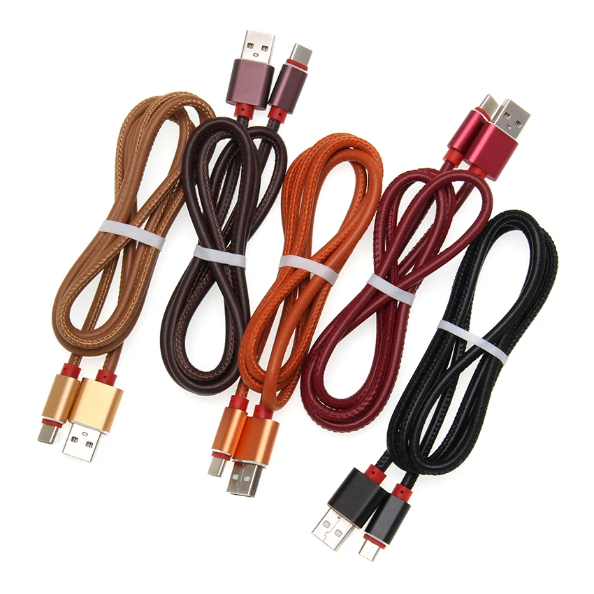 USB 케이블 가죽 빠른 충전 아이폰 XS 맥스 화웨이 삼성 안드로이드 마이크로 USB 유형 C 케이블 데이터 충전기 케이블 1000 개/몫