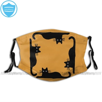 

Halloween Cats Mouth Face Mask Black Cat Facial Mask Polyester Pretty with Filters for Adult Mask