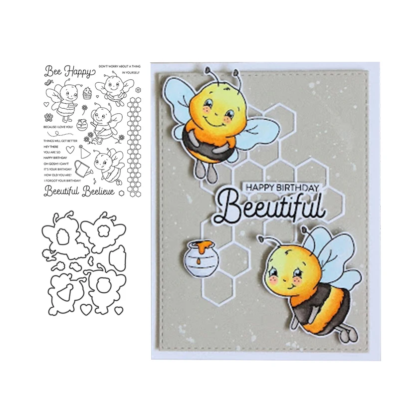 

JCarter Metal Cutting Dies and Rubber Stamps for Scrapbooking Craft Lovely Bee Stencil Card Make Album Sheet Decoration 2019 New