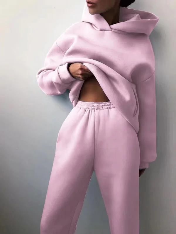 Winter Two Piece Sets Women Tracksuit Oversized Suit 2021 Autumn Trouser Suits Female Sweatshirt Solid Sports Hoodie Sportswear special occasion pant suits