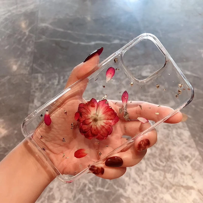 Настоящие цветы сушеные прозрачный чехол для телефона s iPhone 11 Pro Max X XR XS 6 6S 7 8 Plus