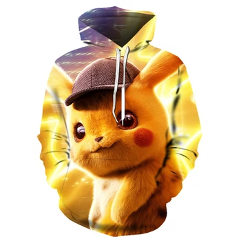 

2019 New 3d Pokemon Hooie Kids Detective Pikachu Hoodies Boys/ Girls Sweatshirts Fashion Tops Cartoon Coat Pullover Jumpers