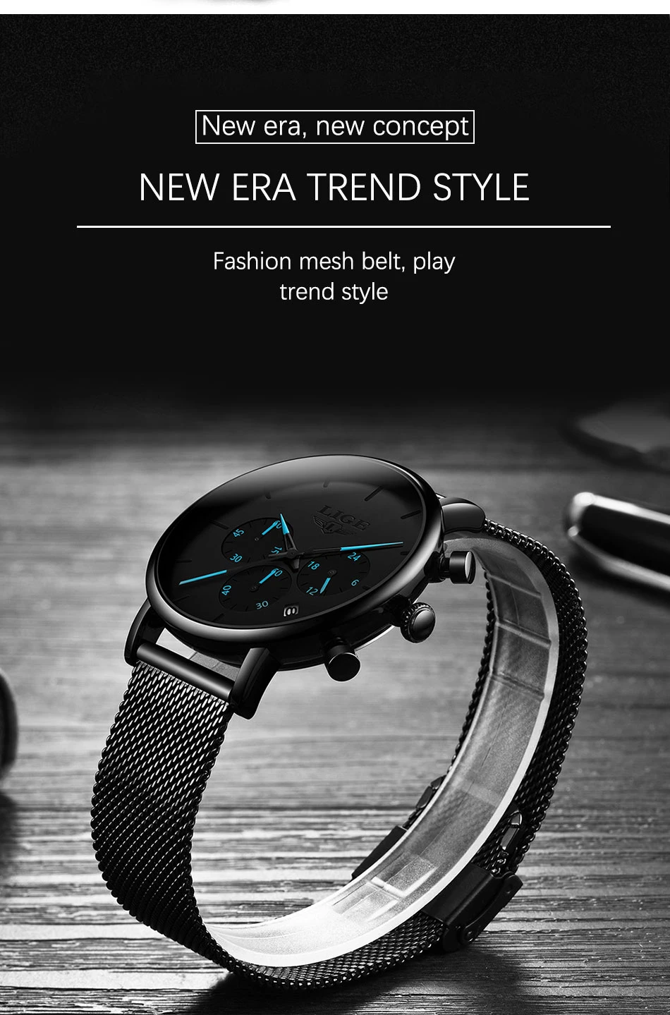 Для мужчин Reloj Hombre Relogio Masculino LG новые мужские s часы Лидирующий бренд Роскошные Кварцевые часы с большим циферблатом спортивные водонепроницаемые часы