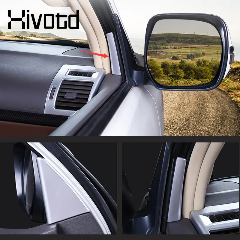 Car Inner Triangle Covers Auto Interior Decoration Accessories Front Window A Pillar Parts For Land Cruiser Prado 150 2020-2019 - 6