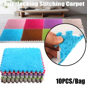 

10 Pcs/Bag 30*30cm EVA Foam DIY Puzzle Mat Stitching Carpet Villi Shaggy Carpet Mat Plush Soft Area Rug Children Baby Playmat