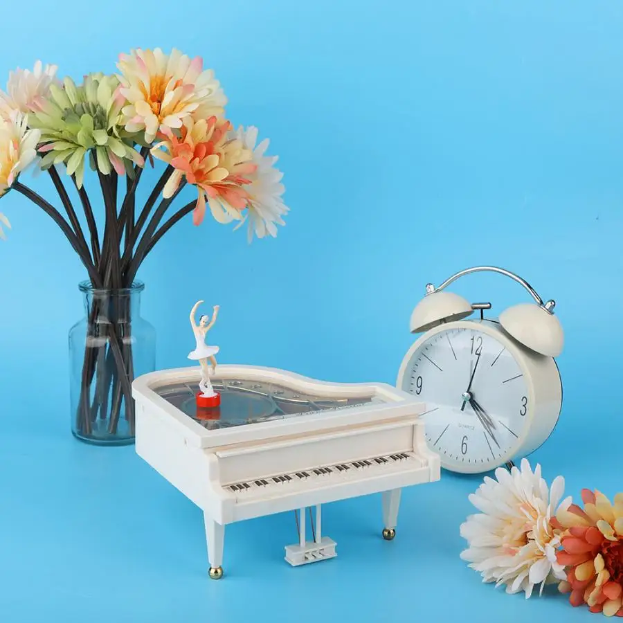 wooden music box Piano Shape Ballet Dancing Girl Music Box Home Ornament Jewelry Box Kids Toys Gift metal
