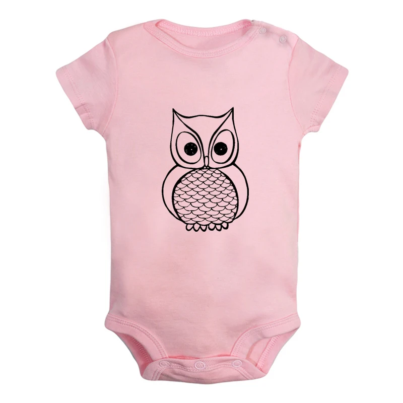 ieBaby2966P Забавная одежда с милым рисунком совы для новорожденных девочек и мальчиков, комбинезон с короткими рукавами, комбинезон, хлопок, рождественский подарок - Цвет: ieBaby2966P