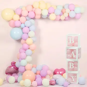 

Party Decoration Cube Transparent Boxes 1pcs LOVE BABY DIY Letter Transparent Boxes Balloon Packing Box Wedding Room Birthday