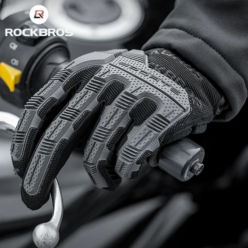 ROCKBROS, зимние перчатки для велоспорта SBR, плотные, противоударные, дышащие, гелевые, мужские, велосипедные перчатки, спортивные, женские, на полный палец, велосипедные, MTB перчатки
