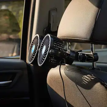 

12V Car Fan Low Noise Summer Cooling Air Fan Seat Back Fans Adjustable 360 Degree Rotation Cooling Air Fans Travel Car Truck RV