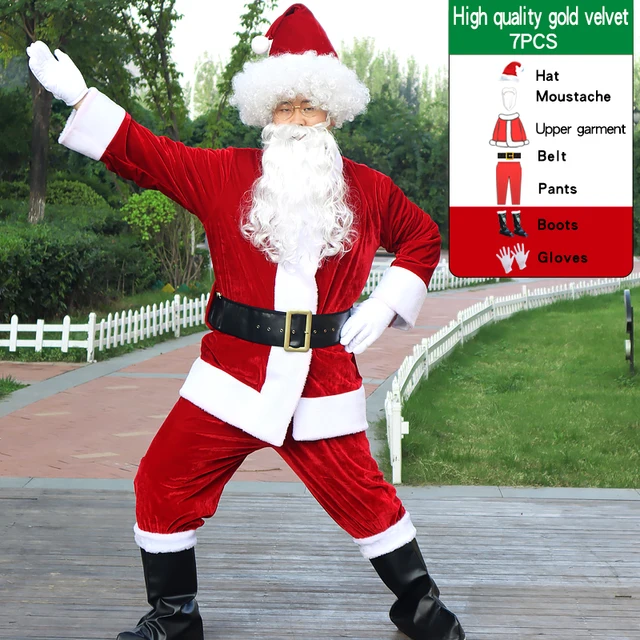 Natale babbo natale Costume barba lotti uomini Cosplay vestiti di velluto  vestito operato In natale uomini Costume vestito per adulti 3XL  6XL|Holidays Costumes| - AliExpress