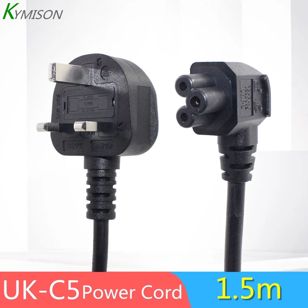 Сетевой штекер UK BS1363 для IEC C5 Прямоугольный 3 контактный кабель питания ноутбука