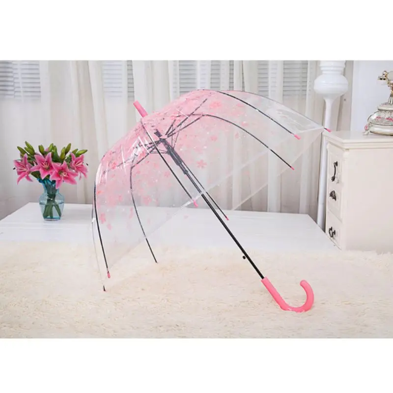 Refreshing Romantic Transparent Clear Flowers Bubble Dome Umbrella Half Automatic For Wind Heavy Rain | Дом и сад